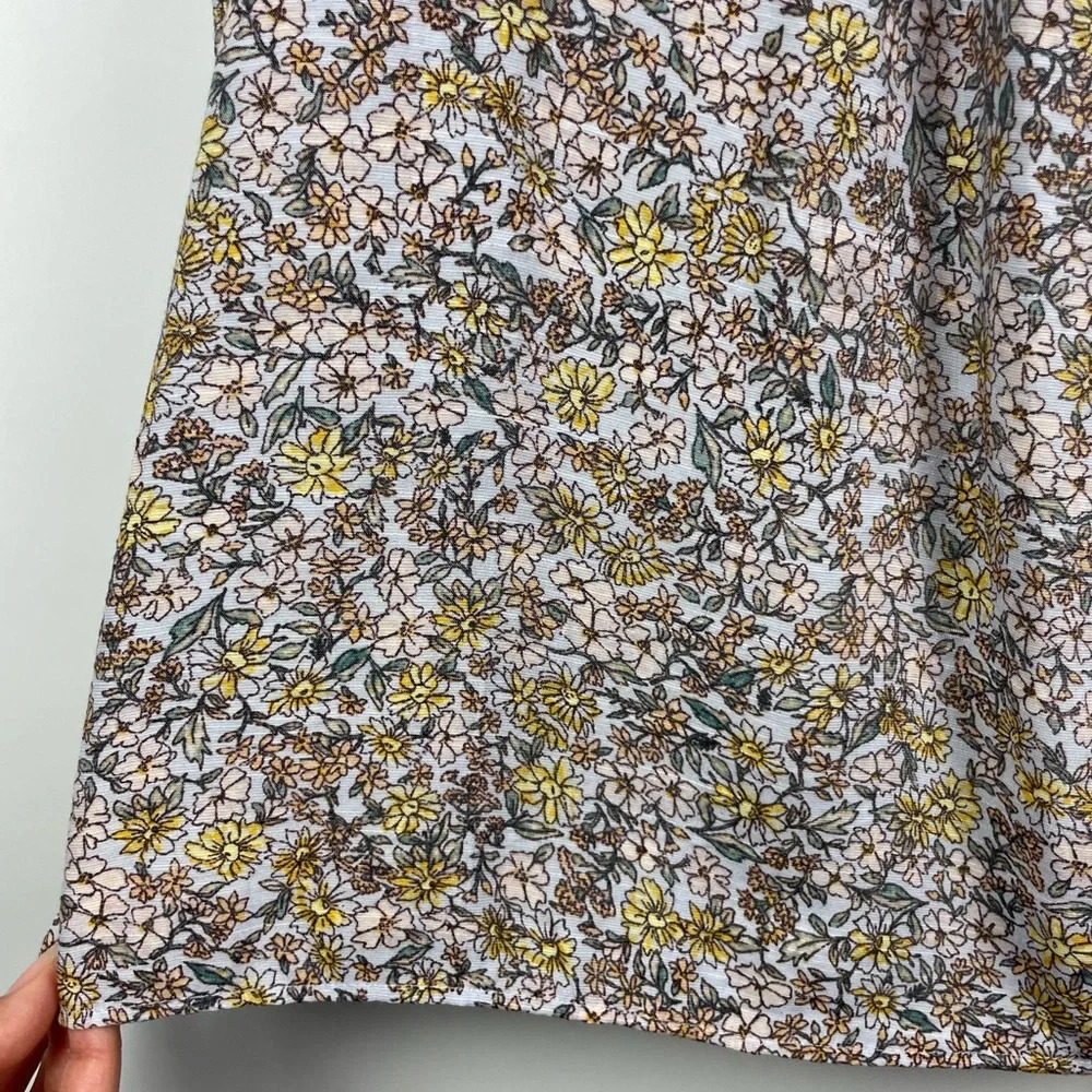 LC Lauren Conrad Multicolor Floral Long‎ Puff Sleeve Square Neck Peasant Blouse - Picture 8 of 8